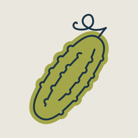 Cucumber isolated design vector icon. Vegetable sign. Graph symbol for food and drinks web site, apps design, mobile apps and print media, logo, UIのイラスト素材