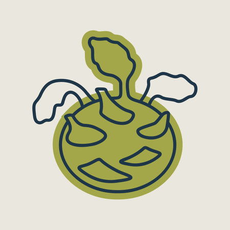 Kohlrabi or German Turnip isolated vector icon. Vegetable sign. Graph symbol for food and drinks web site, apps design, mobile apps and print media, logo, UIのイラスト素材