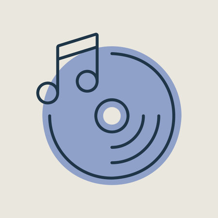 Disc and music note vector isolated icon. Music sign. Graph symbol for music and sound web site and apps design, logo, app, UIのイラスト素材