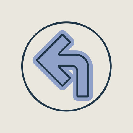 Turn left arrow vector icon. Navigation sign. Graph symbol for travel and tourism web site and apps design, logo, app, UIのイラスト素材