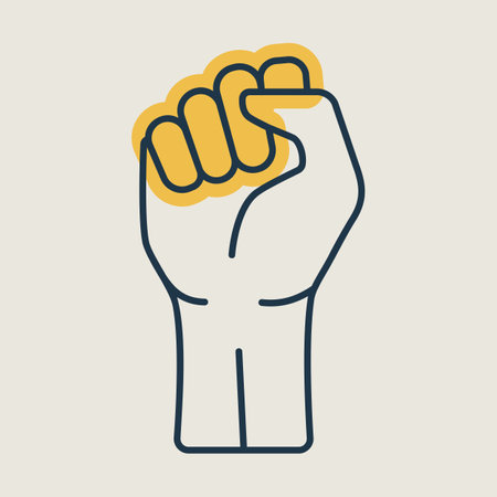Fist raised up vector isolated icon. Demonstration, manifestation, protest, strike, revolutionのイラスト素材