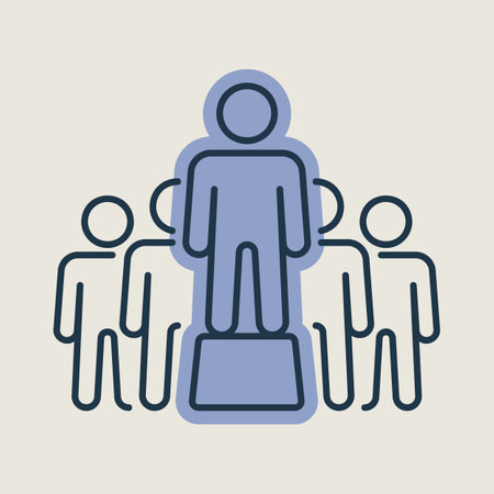 Person speaking in front of crowds vector isolated icon. Demonstration, protest, strike, revolution. Graph symbol for your web site design, logo, app, UIのイラスト素材