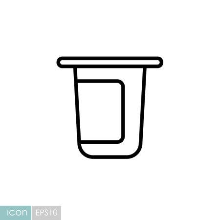 Yogurt cup, plastic container vector icon. Dairy product sign. Graph symbol for cooking web site and apps design, logo, app, UIのイラスト素材