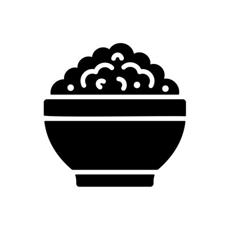 Cottage cheese in bowl vector glyph icon. Dairy product sign. Graph symbol for cooking web site and apps design, logo, app, UIのイラスト素材