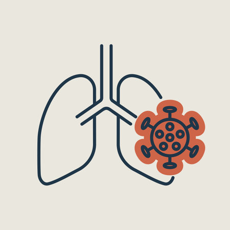Human lungs infected by virus and bacteria vector icon. Medical sign. Coronavirus. Graph symbol for medical web site and apps design, logo, app, UIのイラスト素材