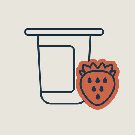 Yogurt cup, plastic container with flavor strawberry vector icon. Dairy product sign. Graph symbol for cooking web site and apps design, logo, app, UIのイラスト素材