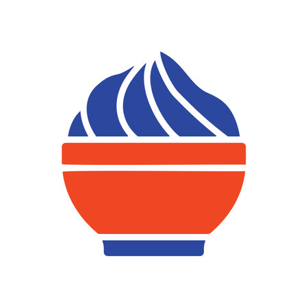 Mascarpone cheese dairy product in bowl vector icon. Dairy product sign. Graph symbol for cooking web site and apps design, logo, app, UIのイラスト素材