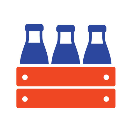 Milk wooden box. Milk bottles crate vector icon. Dairy product sign. Graph symbol for cooking web site and apps design, logo, app, UIのイラスト素材