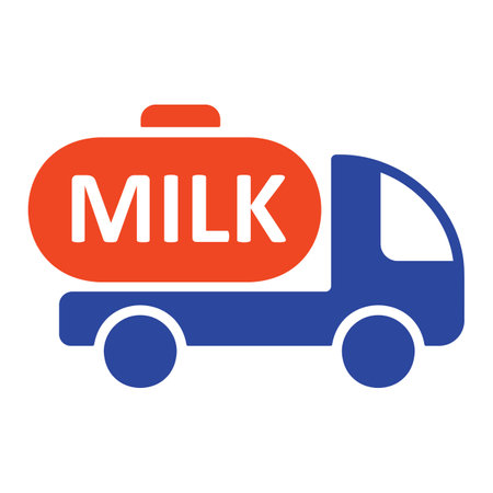 Dairy milk delivery service, truck with milk vector icon. Dairy product sign. Graph symbol for cooking web site and apps design, logo, app, UIのイラスト素材