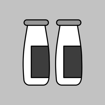 Drinkable yoghurt bottle vector grayscale icon. Dairy product sign. Graph symbol for cooking web site and apps design, logo, app, UIのイラスト素材