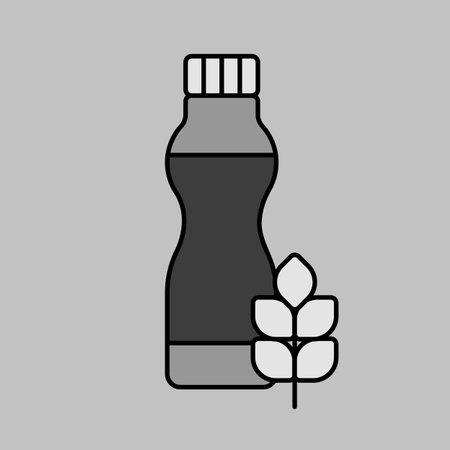 Drinkable yoghurt bottle with flavor cereal vector grayscale icon. Dairy product sign. Graph symbol for cooking web site and apps design, logo, app, UIのイラスト素材