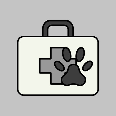 Pet first aid kit vector isolated grayscale icon. Clinic box. Graph symbol for pet and veterinary web site and apps design, logo, app, UIのイラスト素材