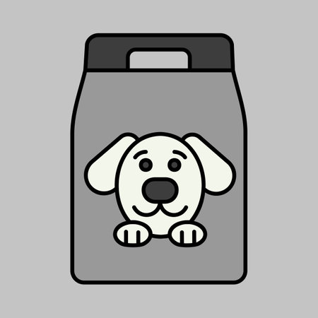 Dog food bag vector grayscale icon. Pet animal sign. Graph symbol for pet and veterinary web site and apps design, logo, app, UIのイラスト素材