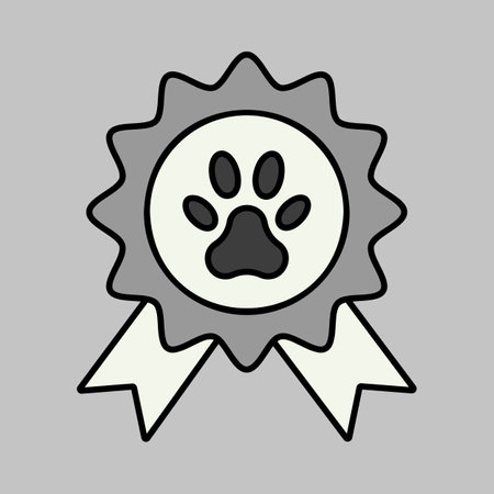 Pets award rosette vector grayscale icon. Pet animal sign. Graph symbol for pet and veterinary web site and apps design, logo, app, UIのイラスト素材