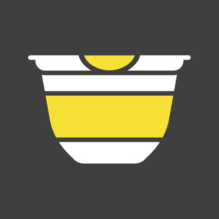 Yogurt cup, plastic container vector on dark background icon. Dairy product sign. Graph symbol for cooking web site and apps design, logo, app, UIのイラスト素材