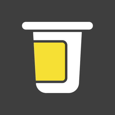Yogurt cup, plastic container vector on dark background icon. Dairy product sign. Graph symbol for cooking web site and apps design, logo, app, UIのイラスト素材