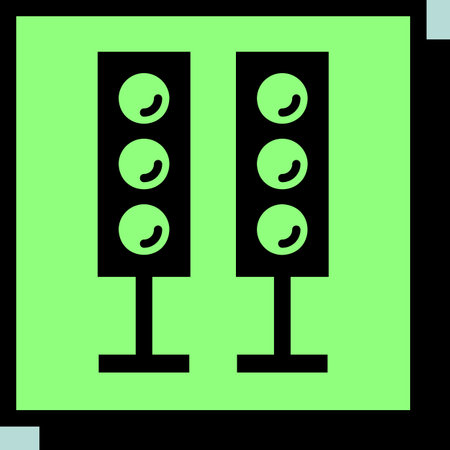Sound system speakers vector isolated neo-brutalism icon. Acoustic speakers with three speakers for soundのイラスト素材