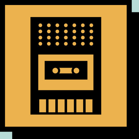 Vintage audio tape recorder vector isolated neo-brutalism icon. Graph symbol for music and sound web site and apps design, logo, app, UIのイラスト素材