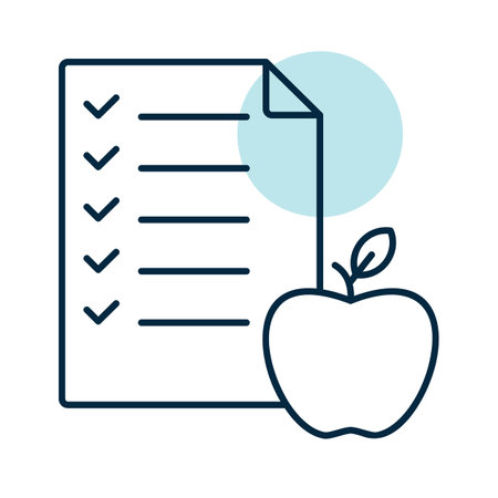 Diet list with apple vector icon. Graph symbol for fitness and weight loss web site and apps design, logo, app, UIのイラスト素材