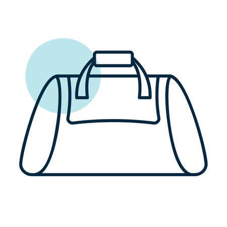 Travel or sport bag for sportswear and equipment icon. Duffel bag for training and fitness sign. Graph symbol for fitness and weight loss web site and apps design, logo, app, UIのイラスト素材