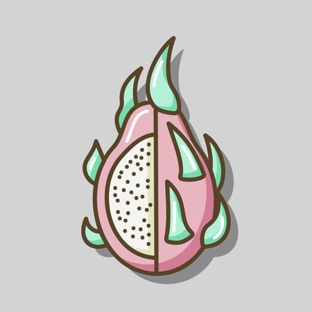 Dragon fruit, Pitaya or Pitahaya tropical fruit vector icon. Graph symbol for food and drinks web site, apps design, mobile apps and print media, logo, UIのイラスト素材
