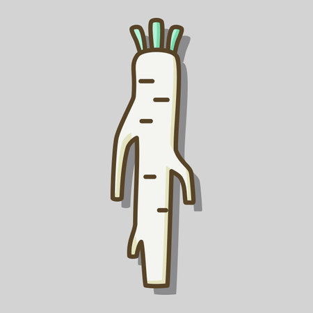 Horseradish root isolated design vector icon. Vegetable sign. Graph symbol for food and drinks web site, apps design, mobile apps and print media, logo, UIのイラスト素材