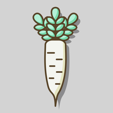 Japanese daikon radish with leaf isolated vector icon. Vegetable sign. Graph symbol for food and drinks web site, apps design, mobile apps and print media, logo, UIのイラスト素材
