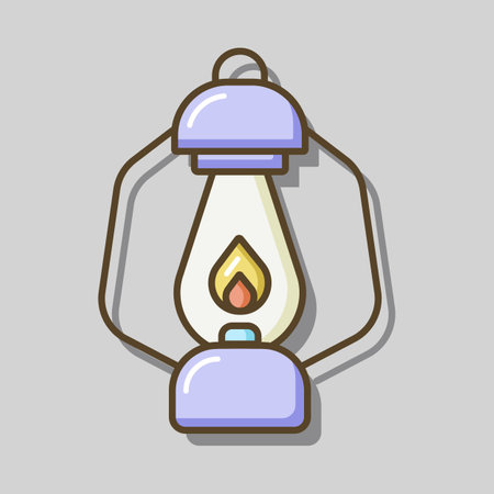 Vintage camping lantern isolated vector icon. Old lamp for hiking. Hiking sign. Graph symbol for travel and tourism web site and apps design, logo, app, UIのイラスト素材