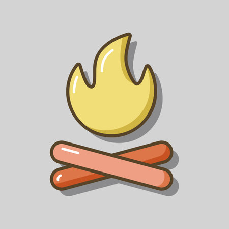 Bonfire vector icon. Camping and Hiking sign. Graph symbol for travel and tourism web site and apps design, logo, app, UIのイラスト素材