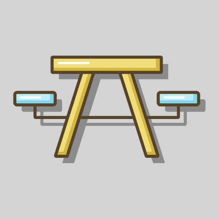 Camping table wooden park bench vector icon. Graph symbol for travel and tourism web site and apps design, logo, app, UIのイラスト素材
