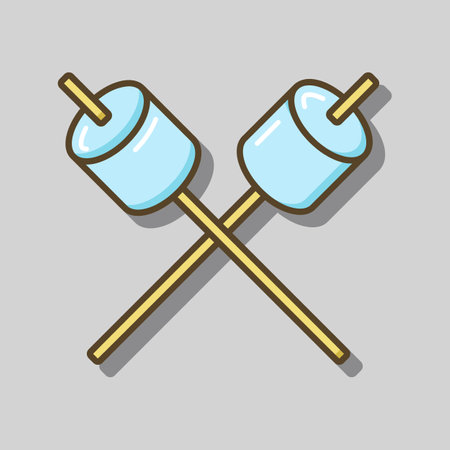 Marshmallow on wooden stick vector isolated icon. Camping and Hiking sign. Graph symbol for travel and tourism web site and apps design, logo, app, UIのイラスト素材