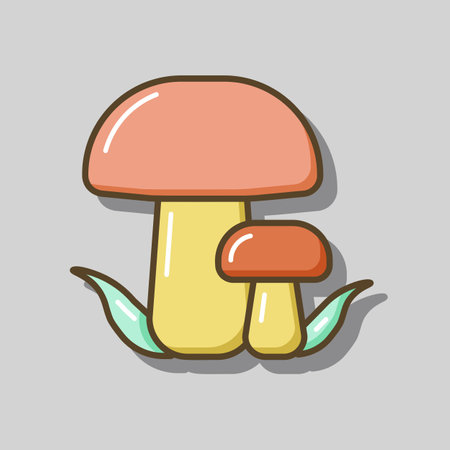Forest mushrooms with a green grass vector icon. Camping and Hiking sign. Graph symbol for travel and tourism web site and apps design, logo, app, UIのイラスト素材
