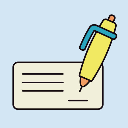 Blank bank check with pen and signature icon. E-commerce sign. Graph symbol for your web site design, logo, app, UI. Vector illustration, EPS10.のイラスト素材
