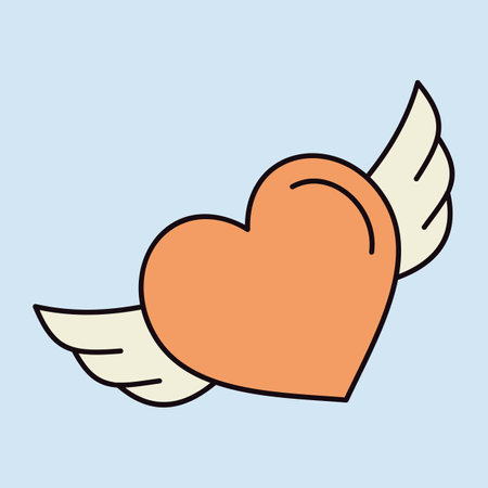 Heart with wings icon. Valentines day symbol. Vector illustration, romance elements. Sticker, patch, badge, card for marriage, weddingのイラスト素材