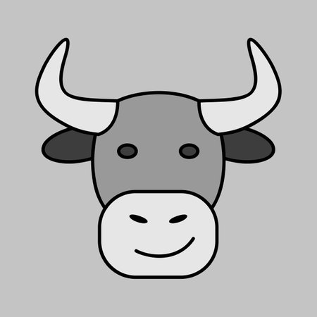 Bull grayscale icon. Farm animal vector illustration. Agriculture sign. Graph symbol for your web site design, logo, app, UI. EPS10.のイラスト素材