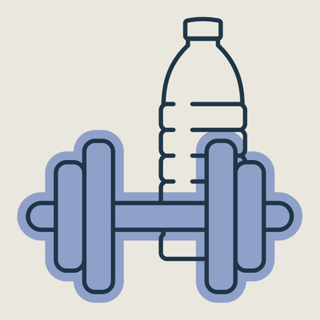 Gym exercise dumbbell with water bottle vector icon. Graph symbol for fitness and weight loss web site and apps design, logo, app, UIのイラスト素材