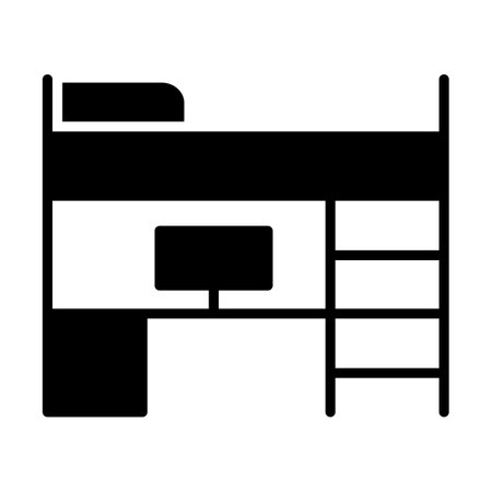 Bunk bed with workspace vector solid icon. Graph symbol for furniture, web site and apps design, logo, app, UIのイラスト素材