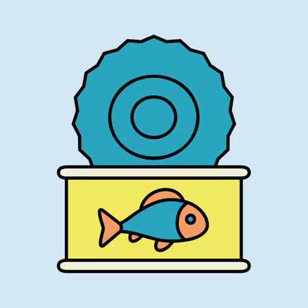 Fish preserves flat icon. Farm animal sign. Graph symbol for your web site design, logo, app, UI. Vector illustrationのイラスト素材