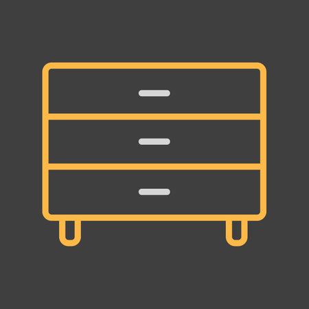 Bedside dresser vector on dark background icon. Chest of drawer sign. Graph symbol for furniture, web site and apps design, logo, app, UIのイラスト素材