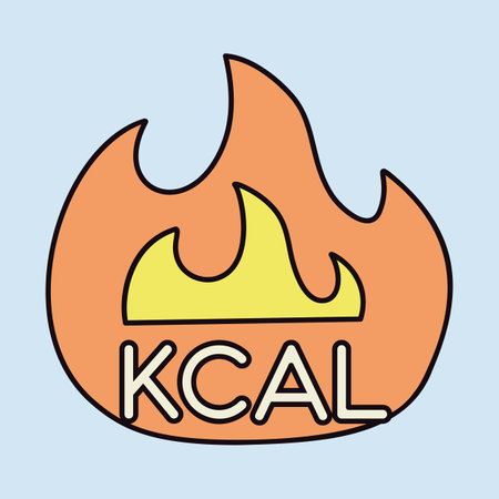 Kcal fire vector icon. Calorie burn, fat burning sign. Graph symbol for fitness and weight loss web site and apps design, logo, app, UIのイラスト素材