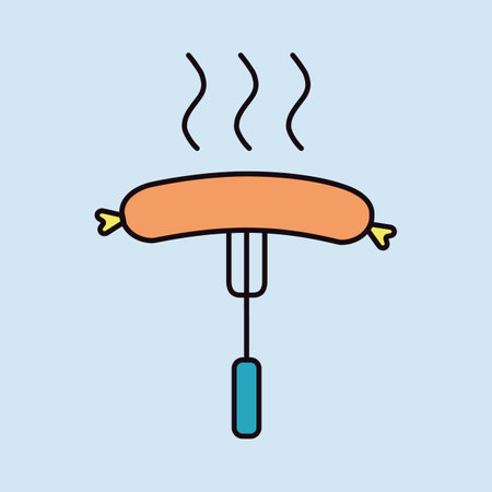 Sausage fork vector icon. Fast food sign. Graph symbol for cooking web site and apps design, logo, app, UIのイラスト素材