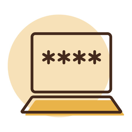 Laptop with password notification and lock vector icon. User authorization note symbol. Internet protection alert. Security sign. Graph symbol for your web site design, logo, app, UIのイラスト素材