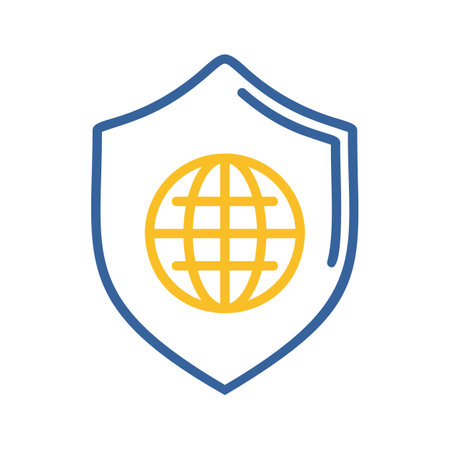 Global shield vector icon. Security sign. Graph symbol for your web site design, logo, app, UIのイラスト素材