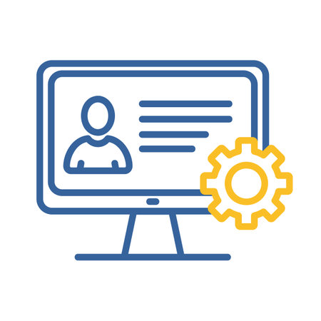 User customize settings on monitor vector icon. User interface customization, programming. Concept of creating, setting personal pages and repairing.のイラスト素材