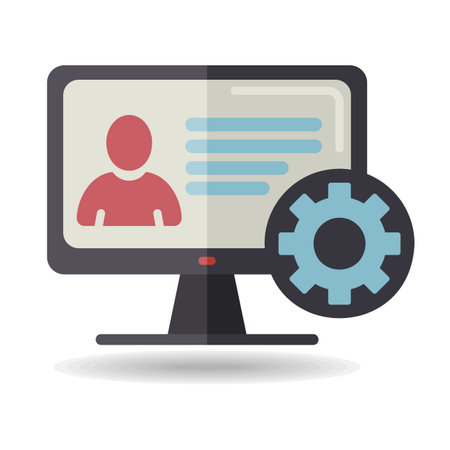 User customize settings on monitor vector icon. User interface customization, programming. Concept of creating, setting personal pages and repairing.のイラスト素材