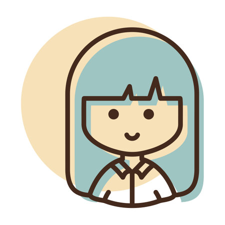 Woman girl with long straight hair vector icon. Hair down symbol. Avatar character portrait signs. Graph symbol for your web site design, logo, app, UIのイラスト素材