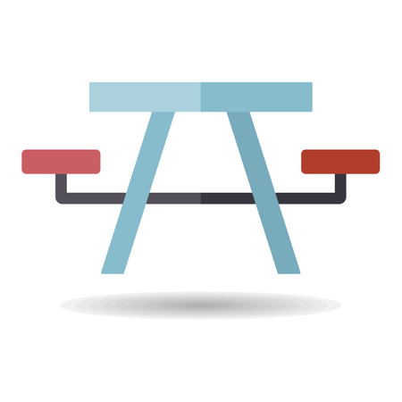Camping table wooden park bench vector icon. Graph symbol for travel and tourism web site and apps design, logo, app, UIのイラスト素材