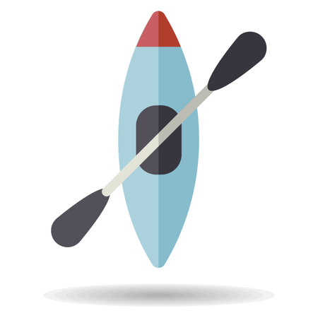 Kayak with paddle vector isolated icon. Camping sign. Graph symbol for travel and tourism web site and apps design, logo, app, UIのイラスト素材