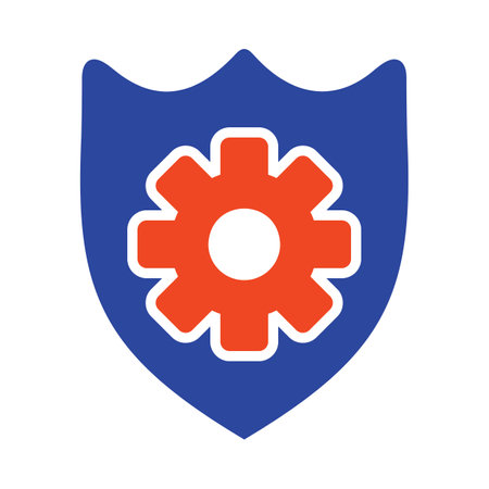 Shield with gear vector icon. Shield protection symbol. Security sign. Graph symbol for your web site design, logo, app, UIのイラスト素材