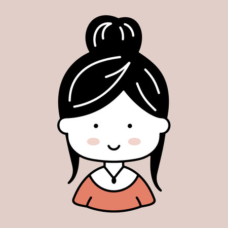 Cute female head with pretty fashion hairdo vector icon. Avatar character portrait signs. Graph symbol for your web site design, logo, app, UIのイラスト素材